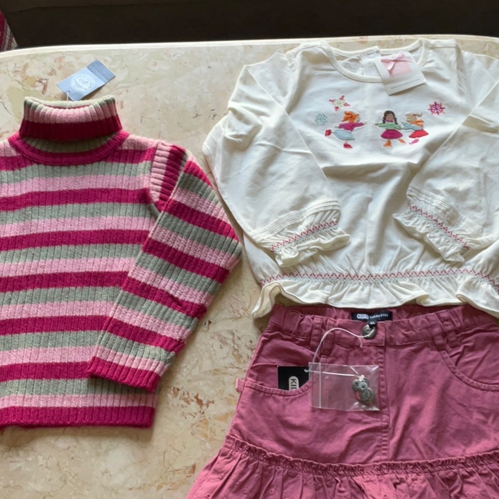 NWT girls bundle; top 5, skirt 4 and turtleneck sweater 4